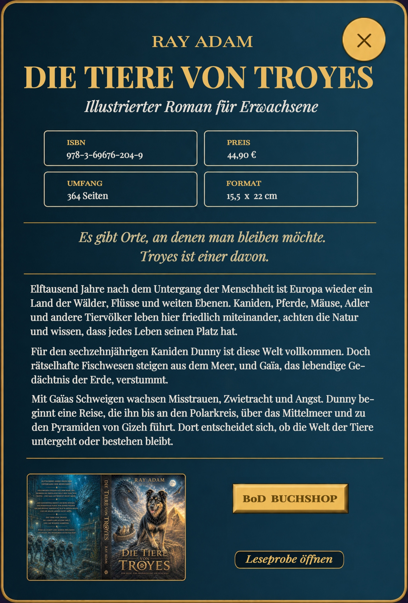 Tiere von Troyes - Angaben deutsch hochkant