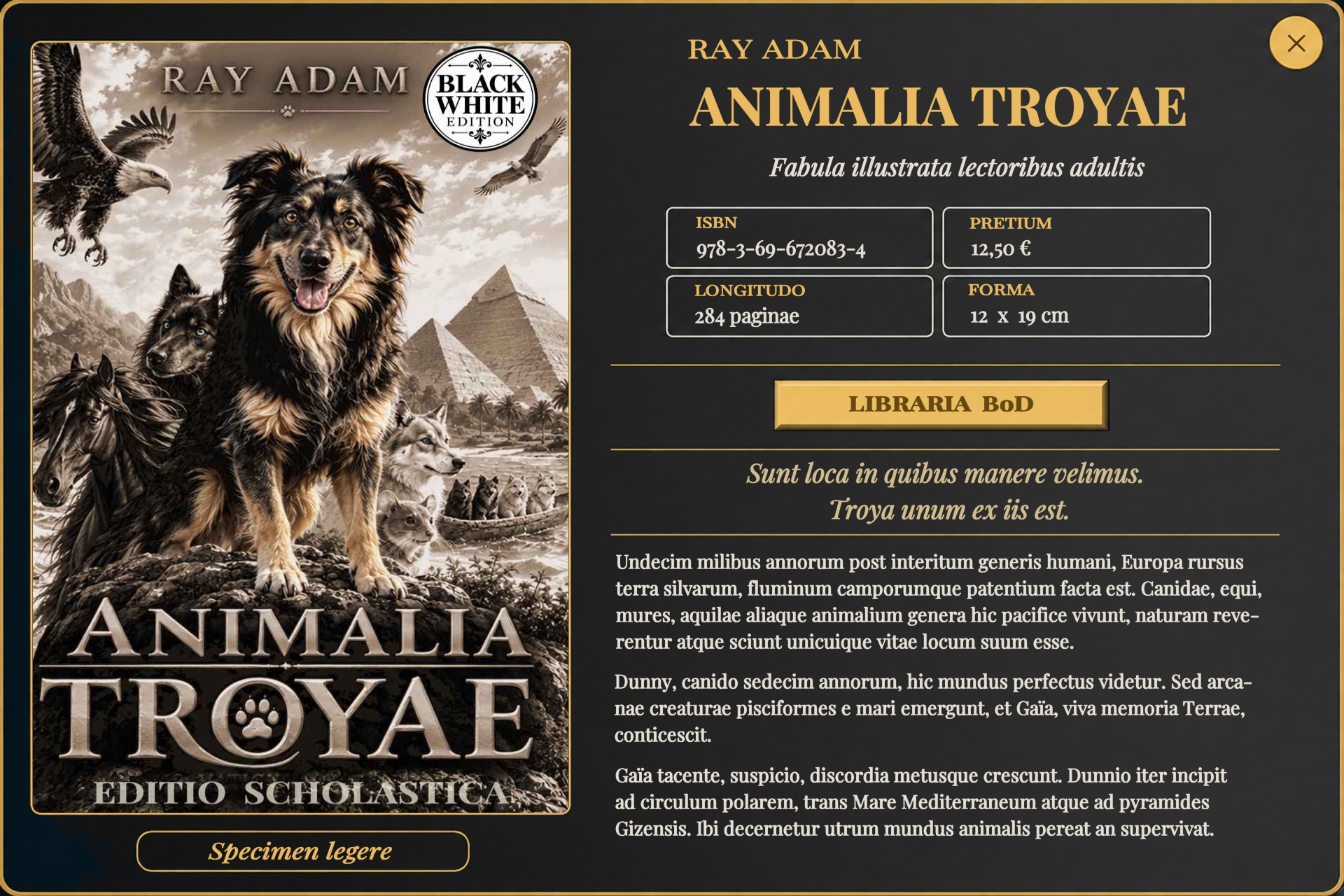 Tiere von Troyes - Angaben latein quer